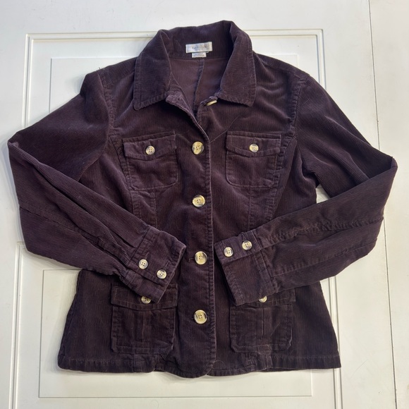 Van Heusen Jackets & Blazers - Van Heusen Women’s Sz M Y2K Purple Burgundy Corduroy Denim Jean Jacket Cotton